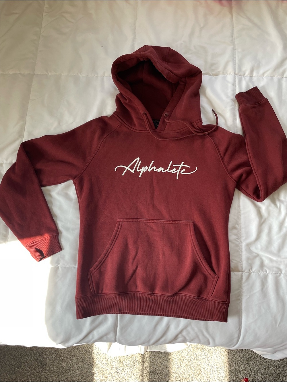 Alphalete Script Logo Hoodie - Burgundy with White Logo